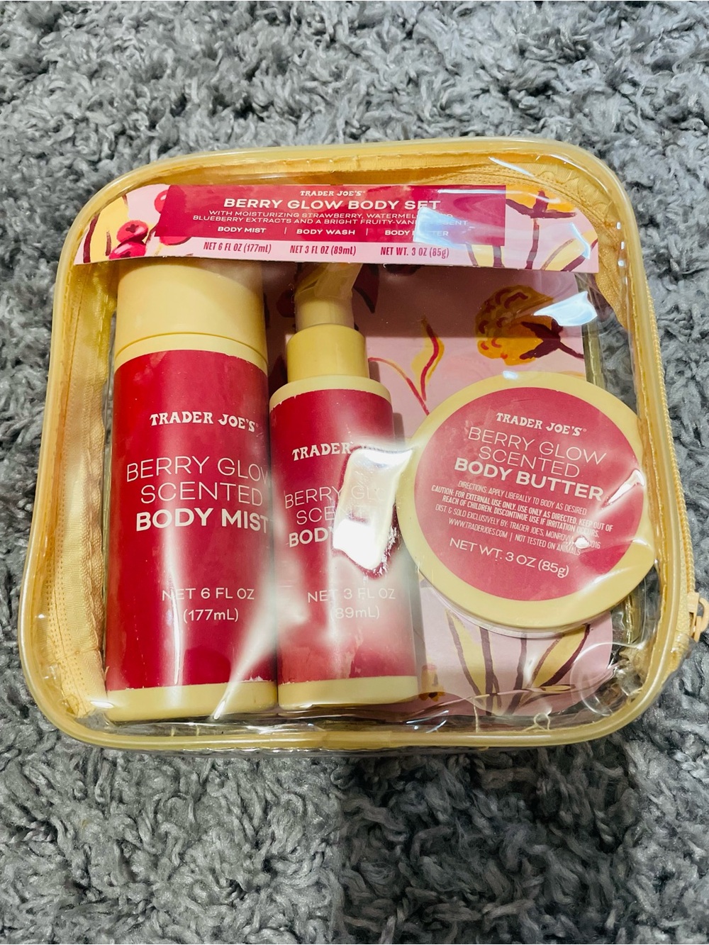 Trader Joe's Berry Glow Body Set Body Mist Body Wash Body Butter NEW kit gift